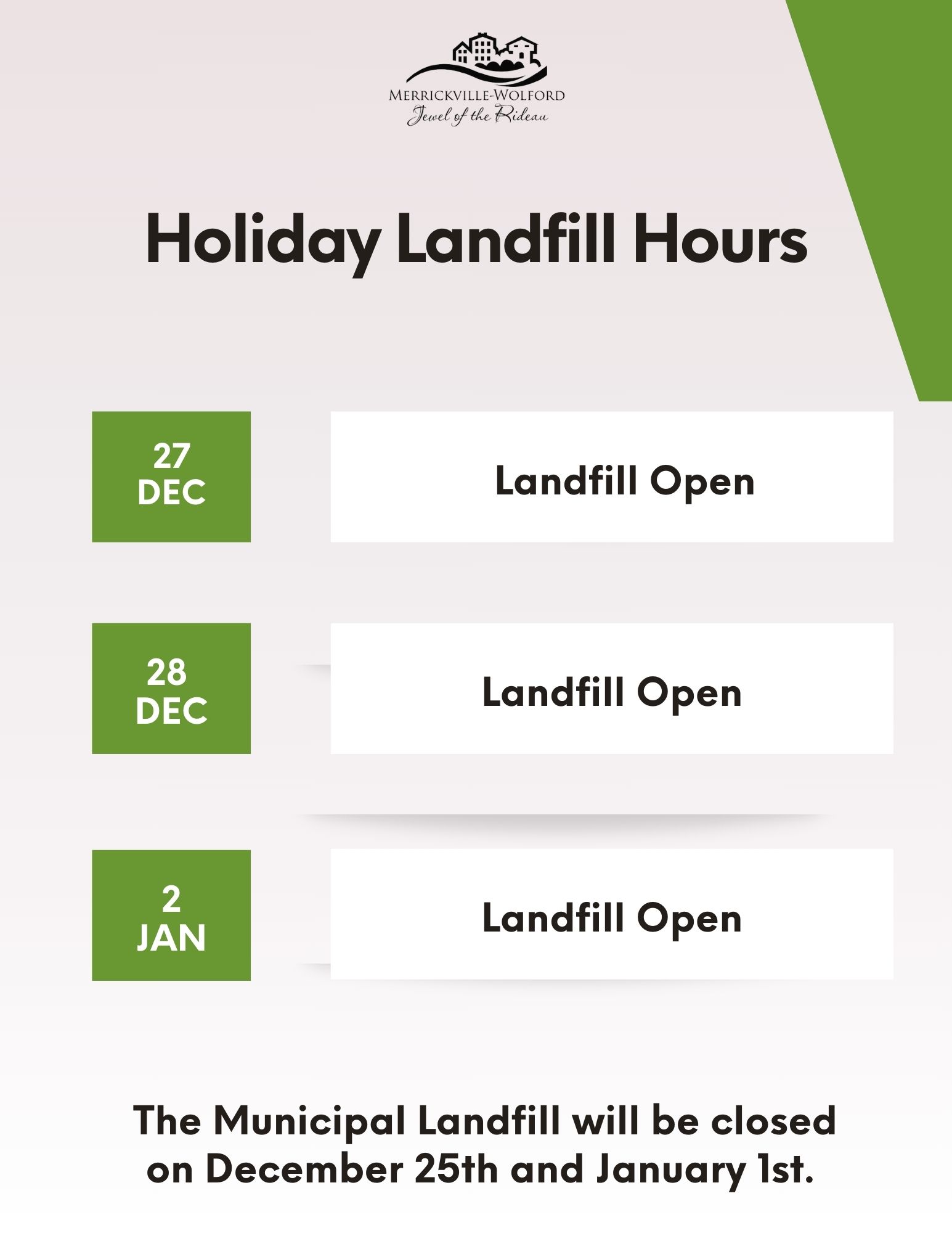 Holiday Landfill Hours